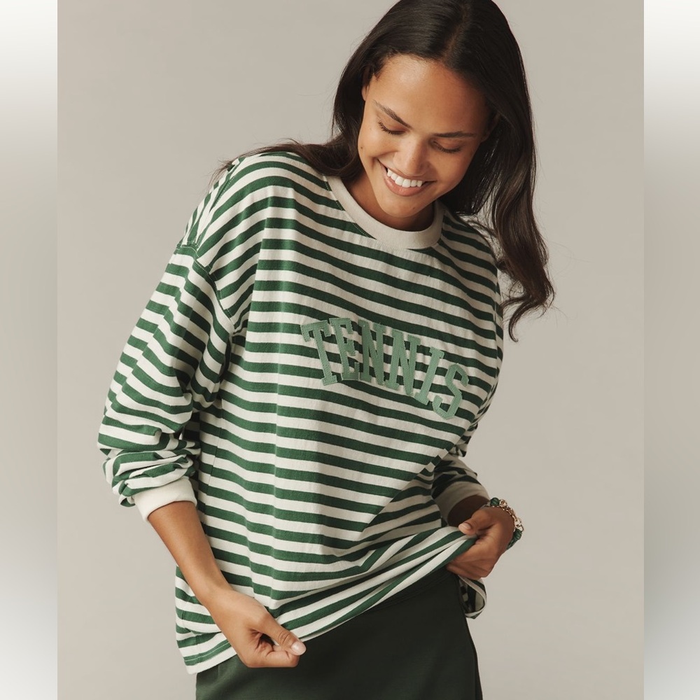 Beach Riot Green La Palma Stripe Green and White Striped Top